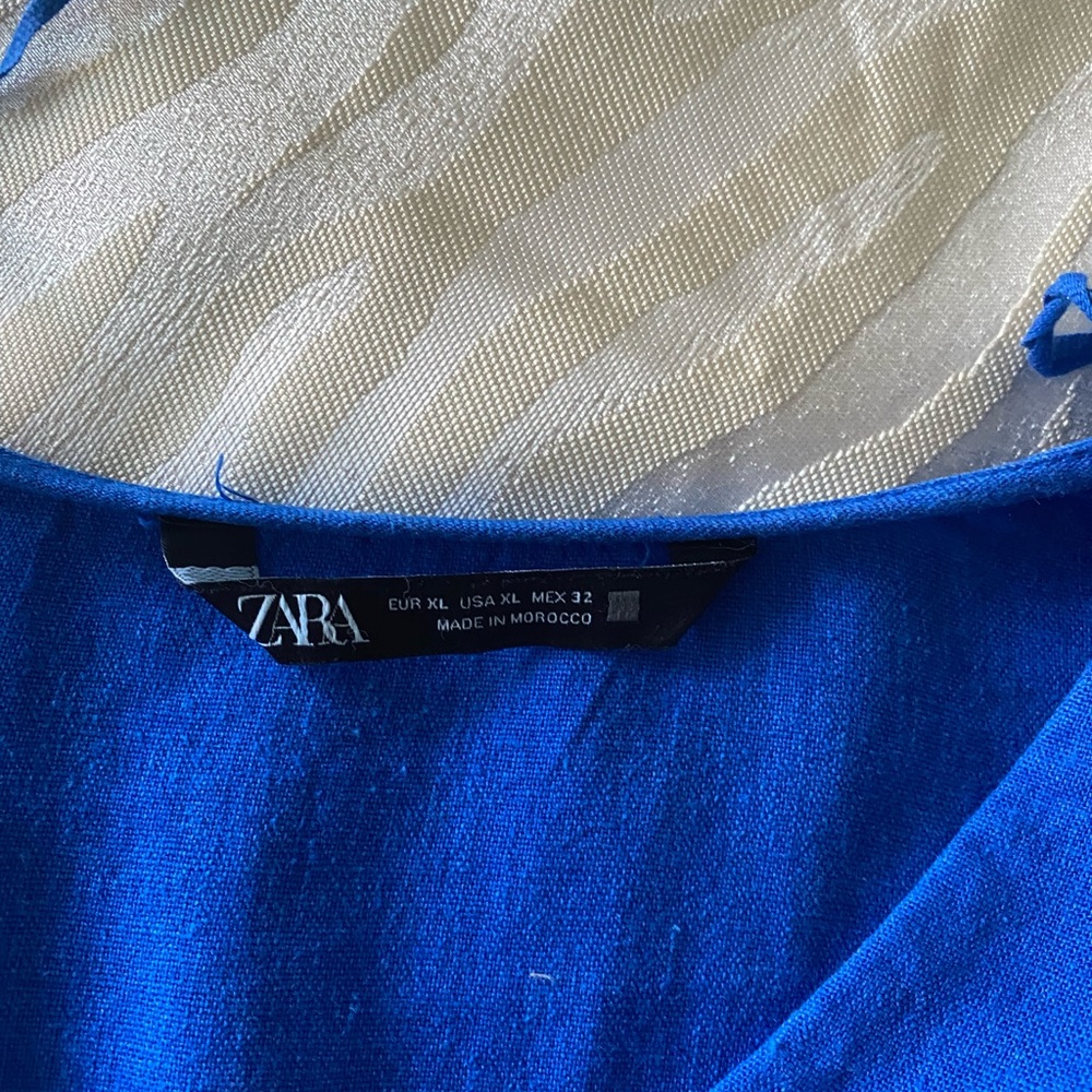 Zara Cobalt Linen/Viscose Blend Midi Dress. - Picture 4 of 5
